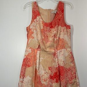 LOFT Size 10 Pretty Peach Floral Dress - Sleeveless, Zip Back, Fully Lined